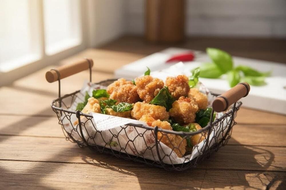 Gà chiên muối tiêu.